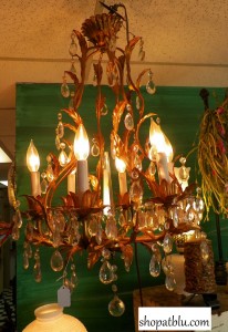 shopatblu Italian gold and crystal antique chandelier