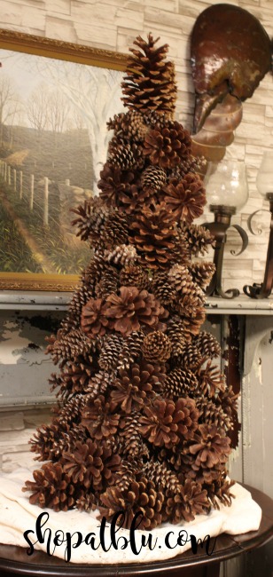 The Blue Building Antiques Alabaster AL shopatblu Giant pinecone tree from a tomato cage