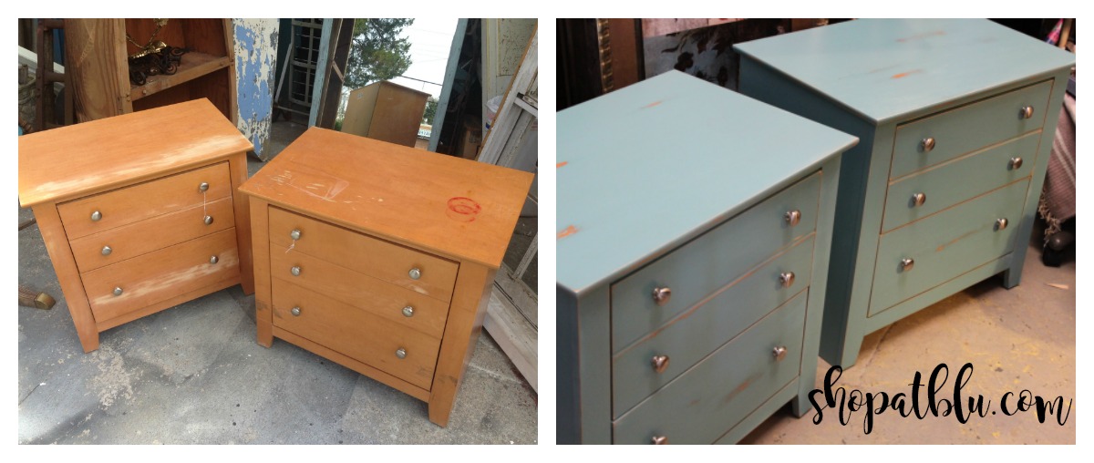 The Blue Building Antiques Alabaster, AL Upcycle Project Transformation with Paint nightstands