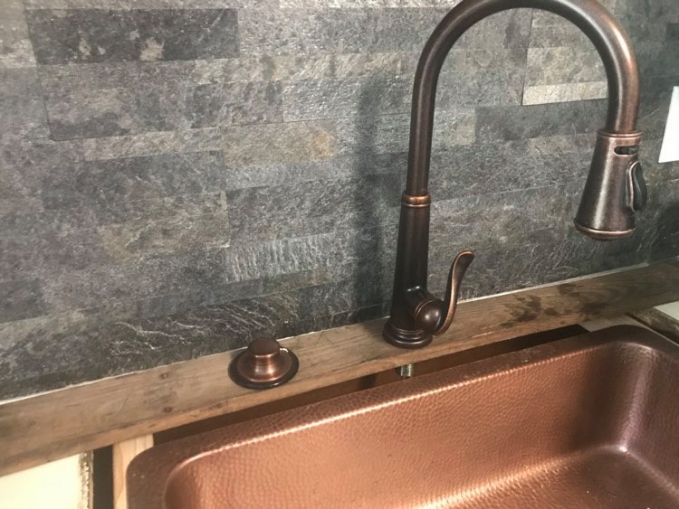 The Blue Building Antiques Shopatblu ORC Sinkology Hammered Copper Farmhouse Sink faucet support