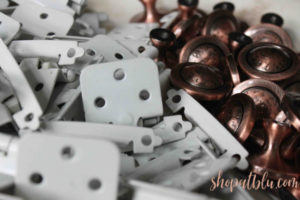 The Blue Building Antiques Shopatblu My Tuscan Inspired Kitchen Painted Cabinets Hammered Copper Knobs and white hinges