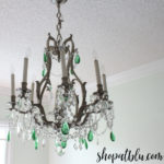 The Blue Building Antiques Shopatblu Dining Room Reclaimed Vintage Chandelier green crystals vintage