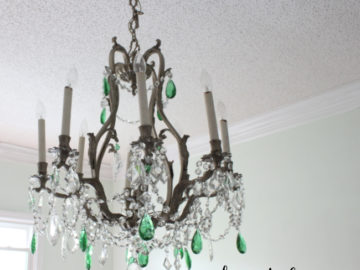 The Blue Building Antiques Shopatblu Dining Room Reclaimed Vintage Chandelier green crystals vintage