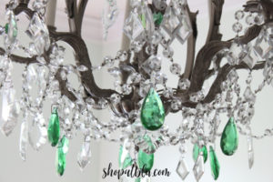 The Blue Building Antiques Shopatblu Dining Room Reclaimed Vintage Chandelier green crystals