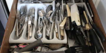 The Blue Building Anitques Shopatblu silverware drawer organizing before