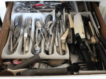 The Blue Building Anitques Shopatblu silverware drawer organizing before