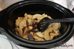 The Blue Building Antiques Shopatblu Easy Crockpot Apple Cobbler apple mixture
