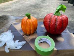 The Blue Building Antiques Shopatblu customized pumpkins with hyrdo dip frog tape