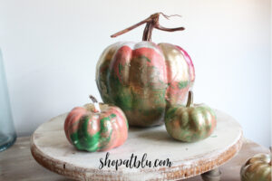 The Blue Building Antiques Shopatblu customized pumpkins with hyrdo dip metallic trio