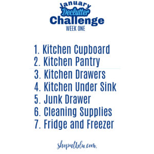 The Blue Building Antiques Shopatblu Declutter logo week one