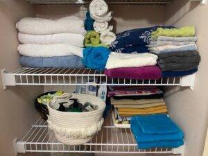 The Blue Building Antiques Shopatblu January declutter linen closet towels