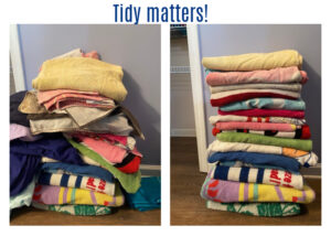 The Blue Building Antiques Shopatblu January declutter linen closet folding towels