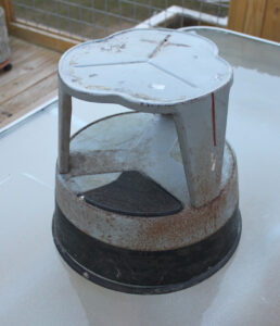 The Blue Building Antiques Shopatblu upcycle vintage metal library stool before