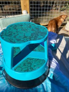 The Blue Building Antiques Shopatblu upcycled library stool angle