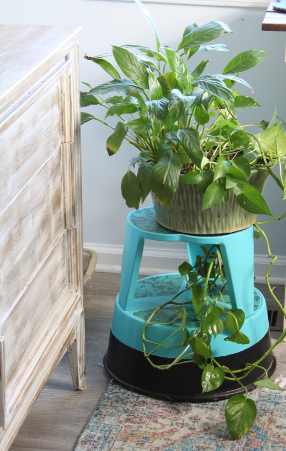 The Blue Building Antiques Shopatblu upcycled library stool plant holder