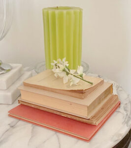 shopatblu antique books and spring candle