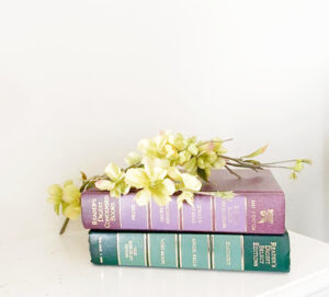 shopatblu faux flower decor with books
