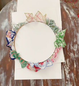 shopatblu vintage handkerchief wreath cardboard insert