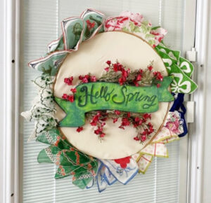 Shopatblu vintage handkerchief embroidery wreath
