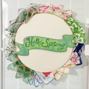 shopatblu embroidery wreath hankerchief with sign
