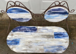 shopatblu blue and white vintage garden bench