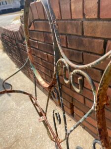 shopatblu vintage garden bench rusty patina