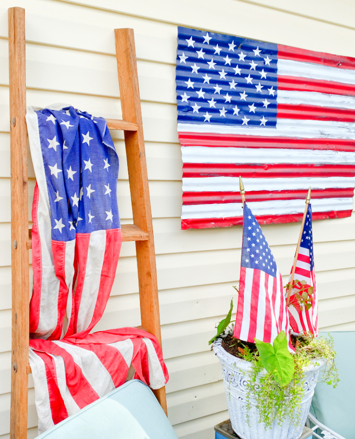 The Blue Building Antiques Shopatblu barn metal flag deck decor