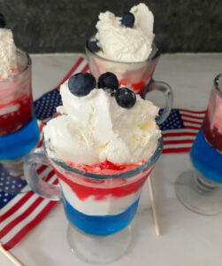 The Blue Building Antiques Shopatblu clear red white and blue jello dessert cup layers