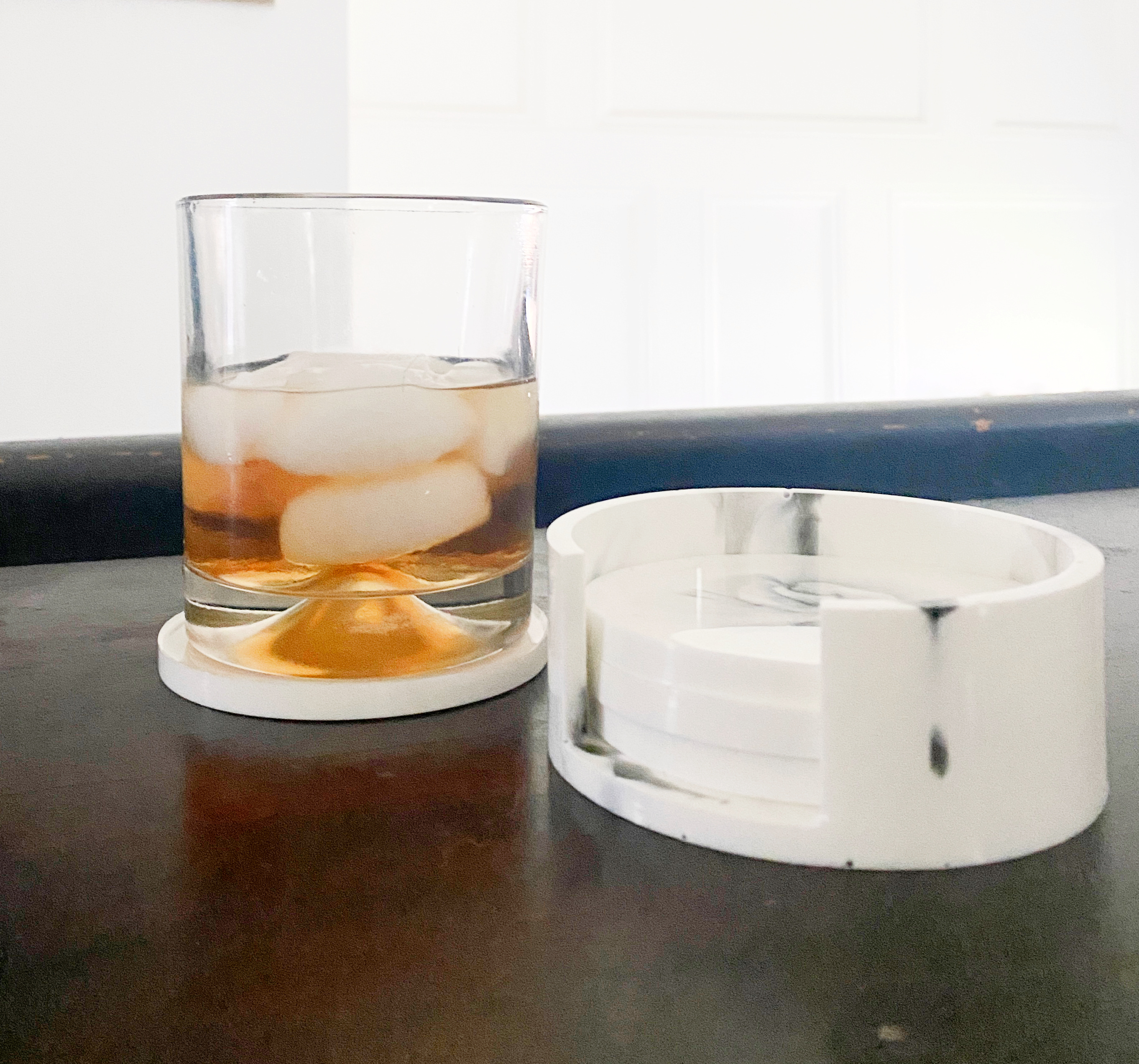 shopatblu resin coaster set whiskey holder