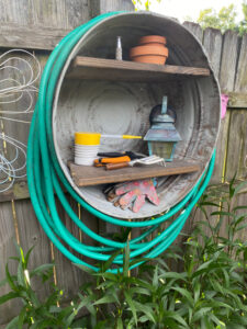 Shopatblu DIY Galvanized Tub Garden Shelves hose holder