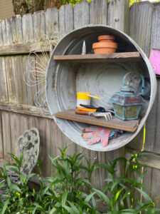Shopatblu DIY Galvanized Tub Garden Shelves filled