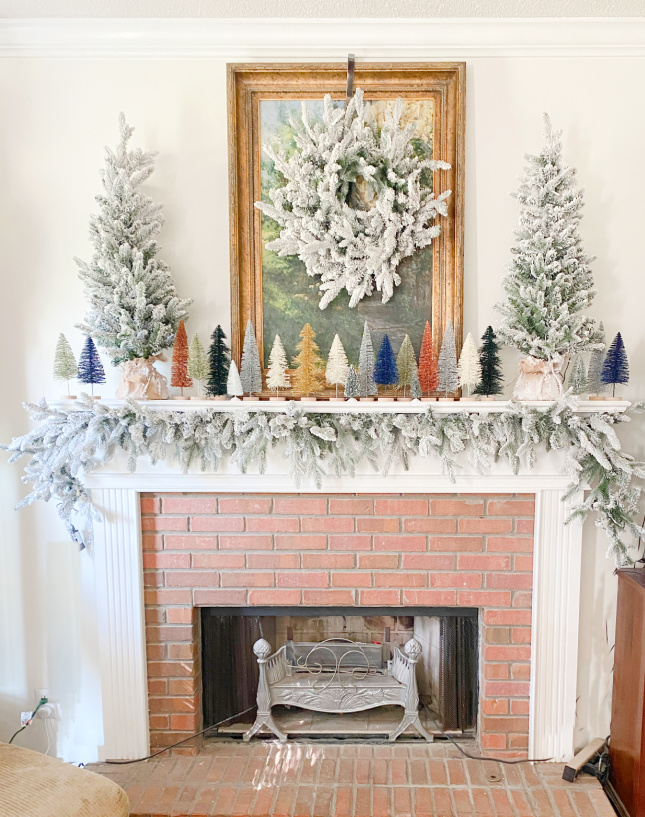 shopatblu how to decorate a mantle King of Christmas flock tree