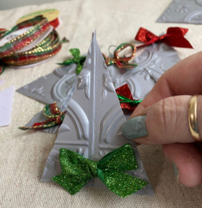 Shopatblu faux vintqage ceiling tile ornaments green bow
