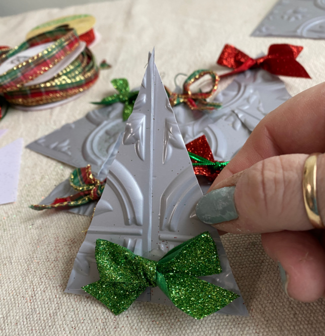 Shopatblu faux vintqage ceiling tile ornaments green bow