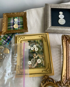 shopatblu artwork from vintage frame and jewelry buttons