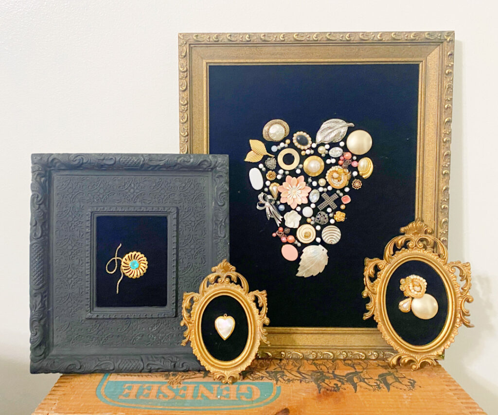 shopatblu vintage jewelry thrift store decor project picture frame art