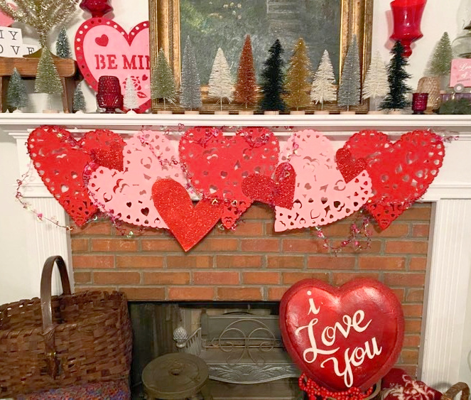 Easy Dollar Tree Valentine Heart Mantle Decor - Shop at Blu