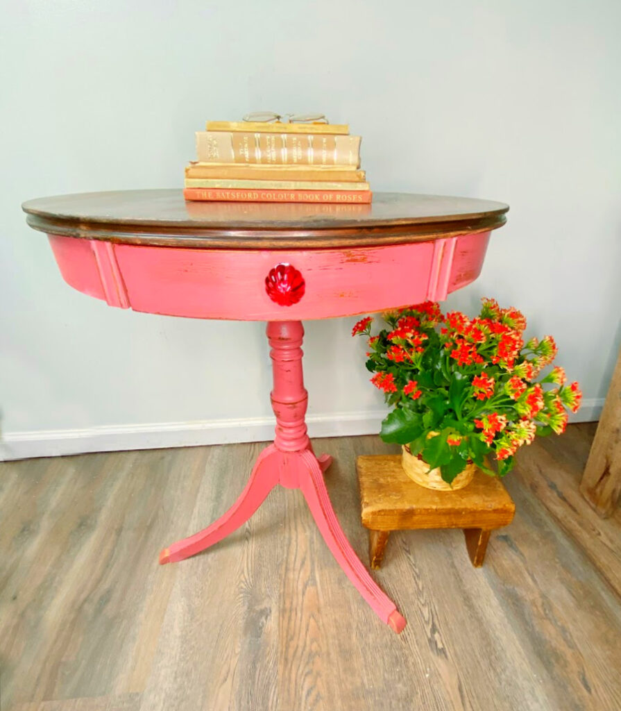 shopatblu upcycled thrift store painted drum table