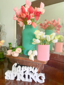 Shopatblu Earth Day recycle bin project pastel tin can vases