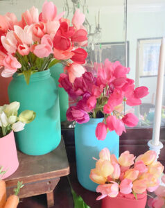 Shopatblu Earth Day recycle bin project pastel tulips