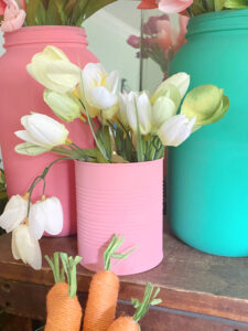 Shopatblu Earth Day recycle bin project white tulip in tin can