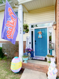 shopatblu thrifted footstool makeover front entry