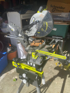 shopatblu thrifted footstool makeover ryobi compound sliding miter saw