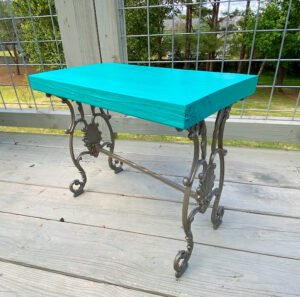 shopatblu thrifted footstool makeover keep it teal