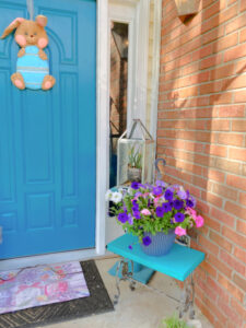 shopatblu thrifted footstool makeover spring florals