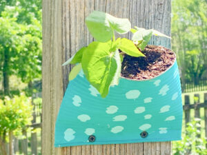 Shopatblu Earth Day crushed tin can wall pocket recycle bins