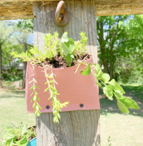 Shopatblu Earth Day crushed tin can wall pocket recycle
