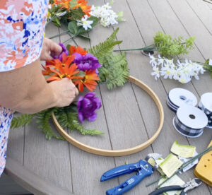 thrift and dollar store diy spring wreath creation