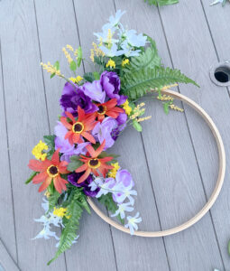 thrift and dollar store diy spring wreath faux flowers