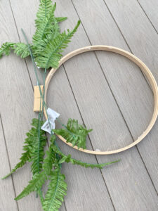 thrift and dollar store diy spring wreath faux ferns